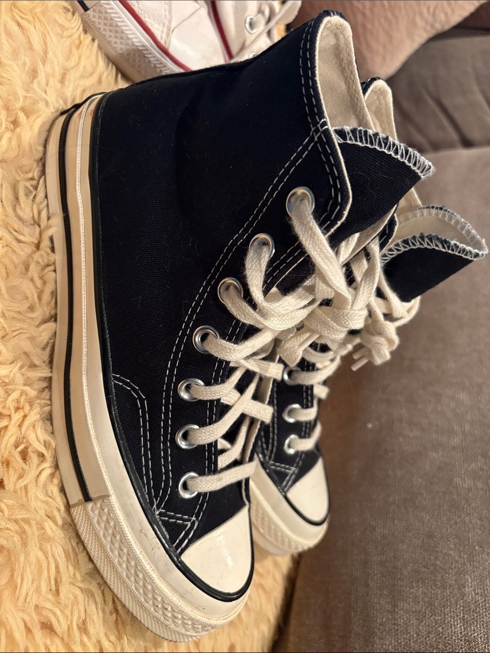 Converse Black and White High Top Canvas Sneakers womens 6.5